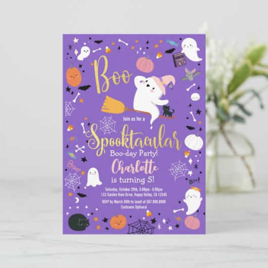 Halloween Boo Little Ghost Girl Birthday Party (Staand voorkant)