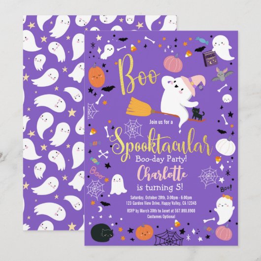 Halloween Boo Little Ghost Girl Birthday Party (Voorkant / Achterkant)