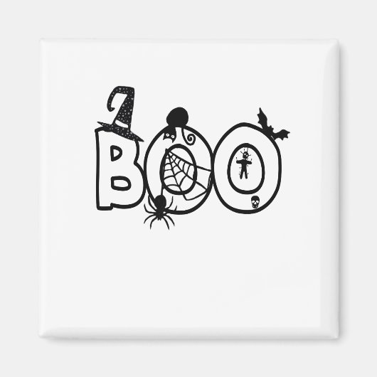 Halloween Boo met heksen Pet Black Cat Spider Magneet (Voorkant)