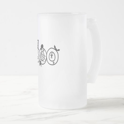 Halloween Boo met heksen Pet Black Cat Spider Matglas Bierpul (Voorkant rechts)