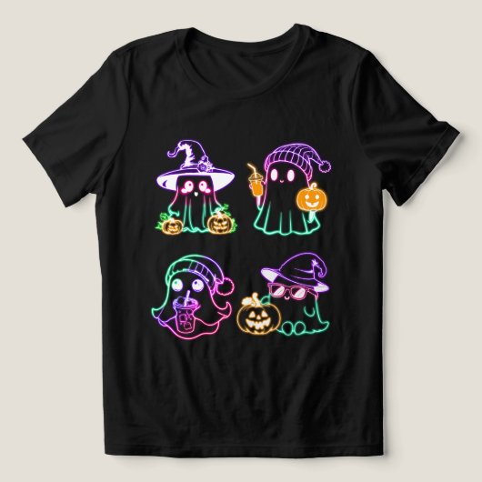 Halloween Boo Neon Ghost Tri-Blend Shirt (Design voorkant)