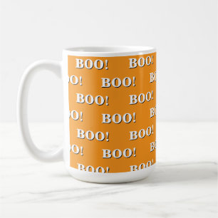 Halloween Boo Oranje en Wit Koffiemok