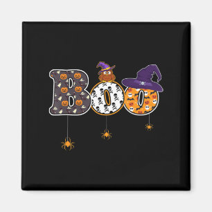 Halloween Boo Owl with Witch Pet Spider Halloween Magneet
