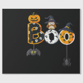 Halloween Boo Owl with Witch Pet Spiders Boys Girl Cadeaupapier (Vlak)
