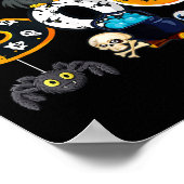 Halloween Boo Owl with Witch Pet Spiders Boys Girl Poster (Hoek)