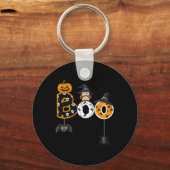 Halloween Boo Owl with Witch Pet Spiders Boys Girl Sleutelhanger (Voorkant)