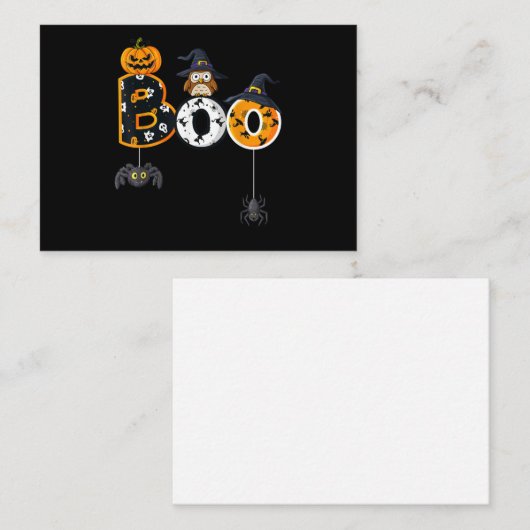 Halloween Boo Owl with Witch Pet Spiders Notitiekaartje (Voorkant / Achterkant)