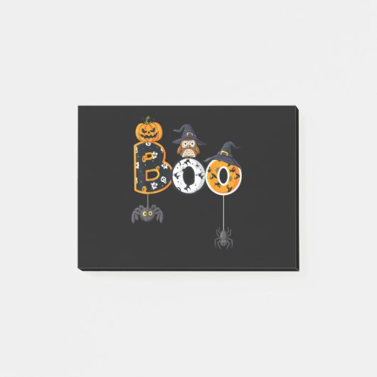 Halloween Boo Owl with Witch Pet Spiders Post-it® Notes (Voorkant)