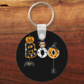 Halloween Boo Owl with Witch Pet Spiders Sleutelhanger (Voorkant)