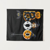 Halloween Boo Owl with Witch Pet Spiders Wandkleed (Voorkant (horizontaal))