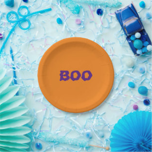 Halloween Boo paars en oranje spooky Papieren Bordje
