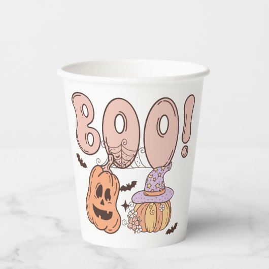 Halloween Boo Papieren Bekers (Voorkant)