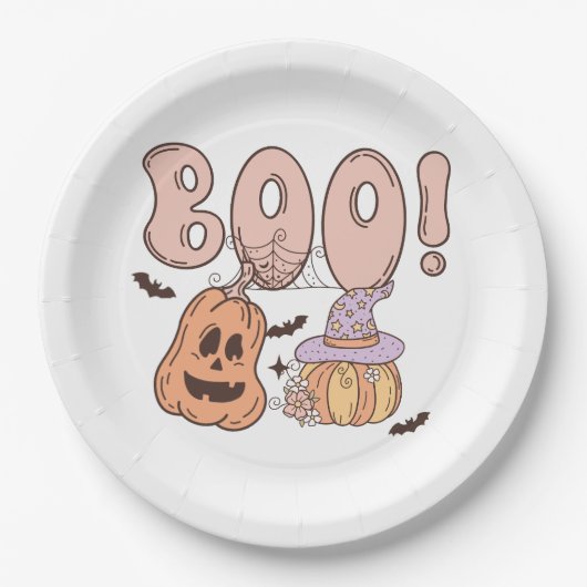 Halloween Boo Papieren Bordje (Voorkant)