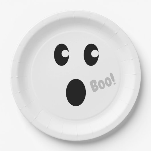Halloween Boo Party Schattige Ghost Face Papieren Bordje (Voorkant)
