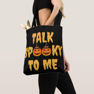 Halloween Boo pompoen praat eng tegen me Tote Bag