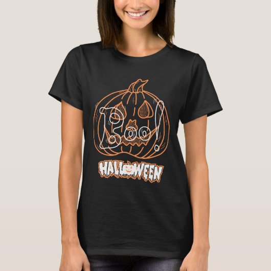 Halloween Boo Pompoen Unisex T-shirt (Voorkant)