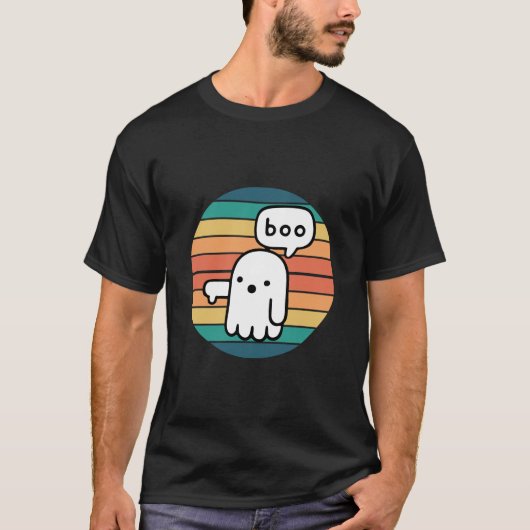 Halloween Boo - Retro Sunset - Ghost Thumbs Down T-shirt (Voorkant)