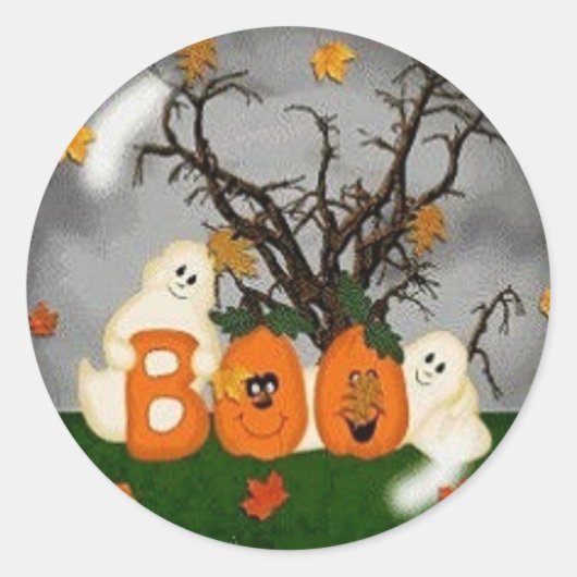 Halloween Boo Ronde Sticker (Voorkant)