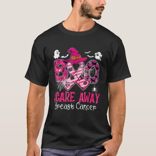 Halloween Boo Scare Away Breast Cancer Awareness P T-shirt (Voorkant)