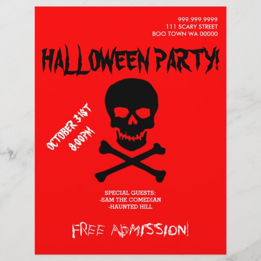 Halloween Boo Schedel Feest Aankondiging Flyer (Voorkant)