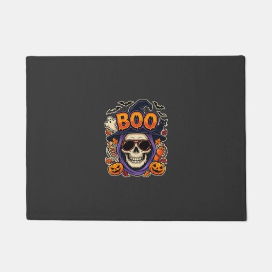 Halloween Boo Schedel Zonnebril Vector Deurmat (Voorkant)