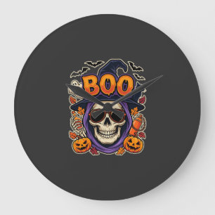 Halloween Boo Schedel Zonnebril Vector Grote Klok