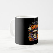 Halloween Boo Schedel Zonnebril Vector Koffiemok (Voorkant links)