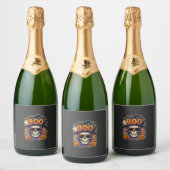 Halloween Boo Schedel Zonnebril Vector Sparkling Wijnetiket (Flessen)