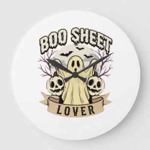 Halloween Boo Sheet Liefhebber Geest Maan Grote Klok