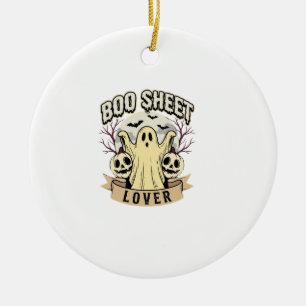 Halloween Boo Sheet Liefhebber Geest Maan Keramisch Ornament