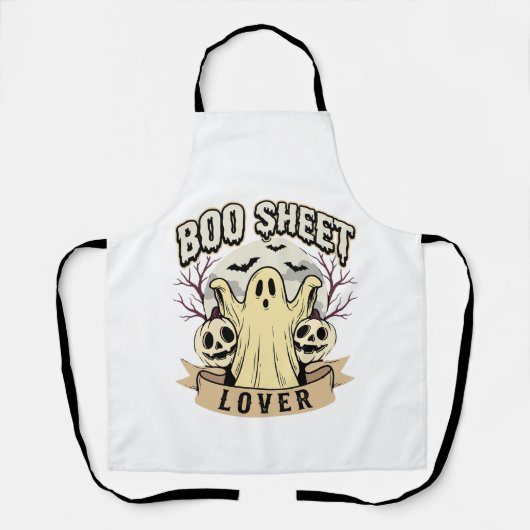 Halloween Boo Sheet Liefhebber Geest Maan Schort (Voorkant)