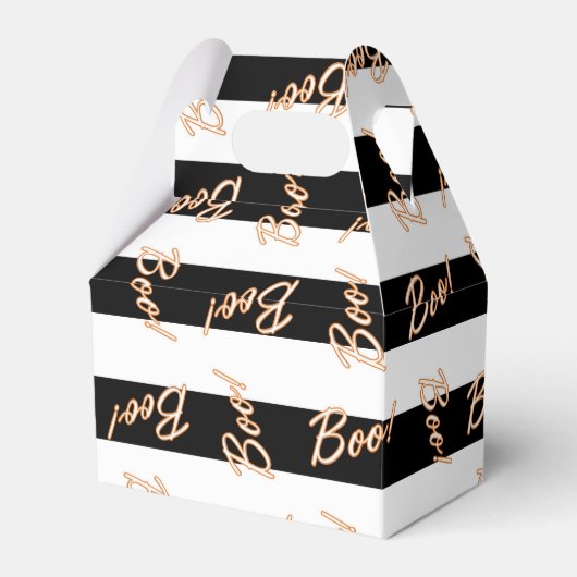 Halloween BOO Sinaasappel Zwart Wit Feestvoordeeld Bedankdoosjes (Voorkant Zijde)