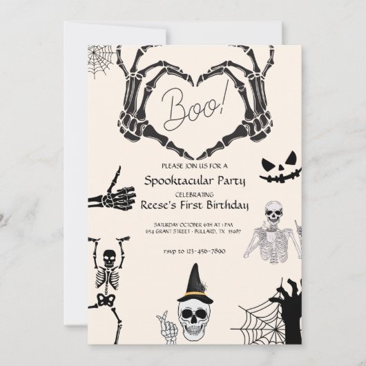 Halloween Boo Skeleton Verjaardag Kaart (Voorkant)