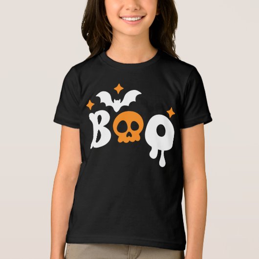 Halloween Boo Skull Bats Moderne Typografie Tri-Blend Shirt (Voorkant)