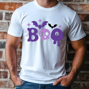 Halloween Boo Skull Bats Moderne Typografie Tri-Blend Shirt