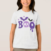 Halloween Boo Skull Bats Moderne Typografie Tri-Blend Shirt (Voorkant)