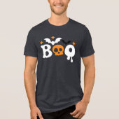 Halloween Boo Skull Bats Moderne Typografie Tri-Blend Shirt (Voorkant)
