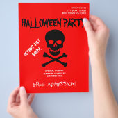 Halloween Boo Skull Party Announcement Flyer (Hand)