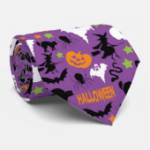 Halloween BOO Spirit Ghosts Pumpkins Stropdas (Opgerold)