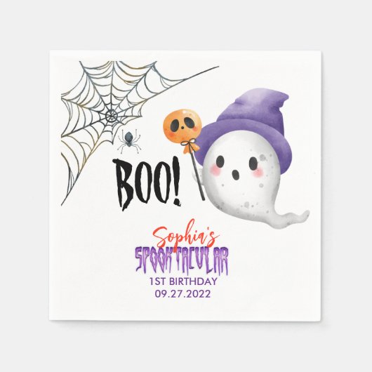 Halloween Boo Spooktacular Ghost Servet (Voorkant)