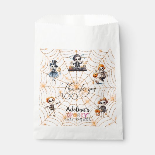 Halloween Boo Spooky Skeletons Kostuum Baby shower Bedankzakje (Voorkant)