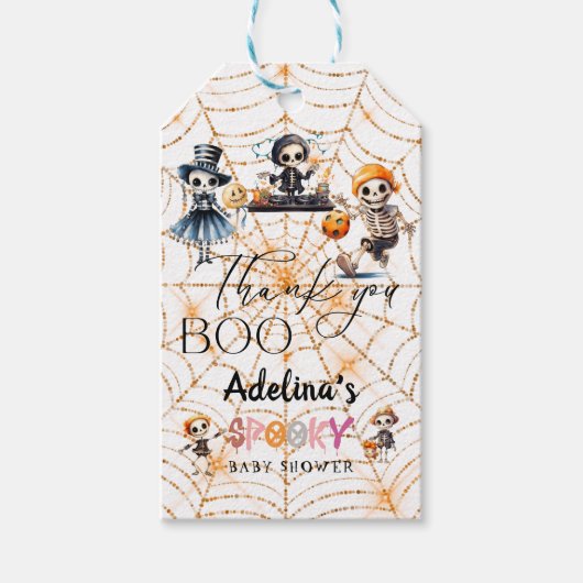Halloween Boo Spooky Skeletons Kostuum Baby shower Cadeaulabel (Voorkant)