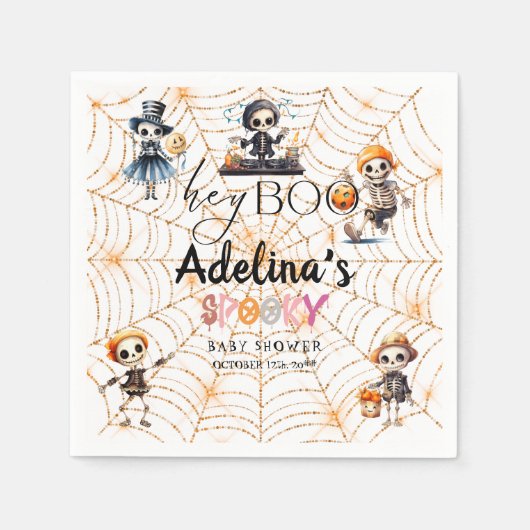 Halloween Boo Spooky Skeletons Kostuum Baby shower Servet (Voorkant)