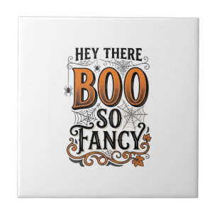 Halloween Boo T-shirt Vintage Gravure Speligr Cute Tegeltje
