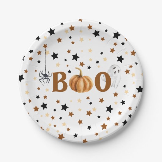 Halloween Boo Tafel Decor Papieren Bordje (Voorkant)