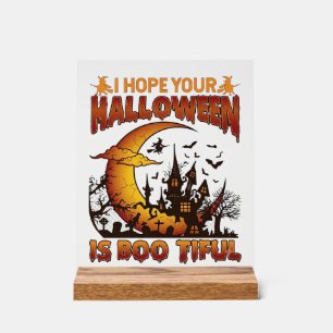 Halloween Boo Tiful Geest Huis Halve Maan Ba Acryl Bord