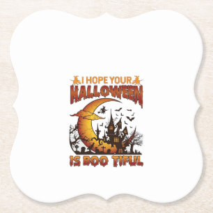 Halloween Boo Tiful Geest Huis Halve Maan Ba Kartonnen Onderzetters