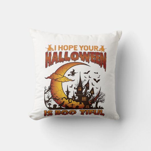 Halloween Boo Tiful Geest Huis Halve Maan Ba Kussen (Voorkant)