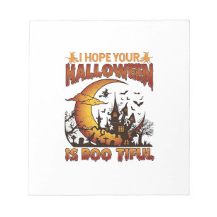 Halloween Boo Tiful Geest Huis Halve Maan Ba Notitieblok