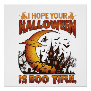 Halloween Boo Tiful Geest Huis Halve Maan Ba Perfect Poster